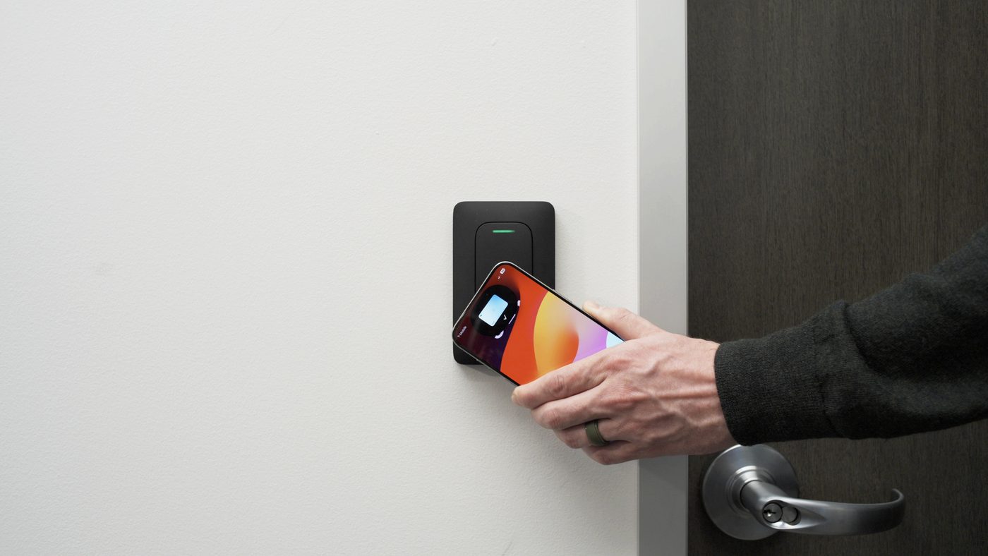 Entry by phone at a Verkada access control reader
